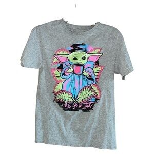 Neff x Star Wars The Mandalorian Grogu Graphic Tee Shirt Gray Mens Size Small‎